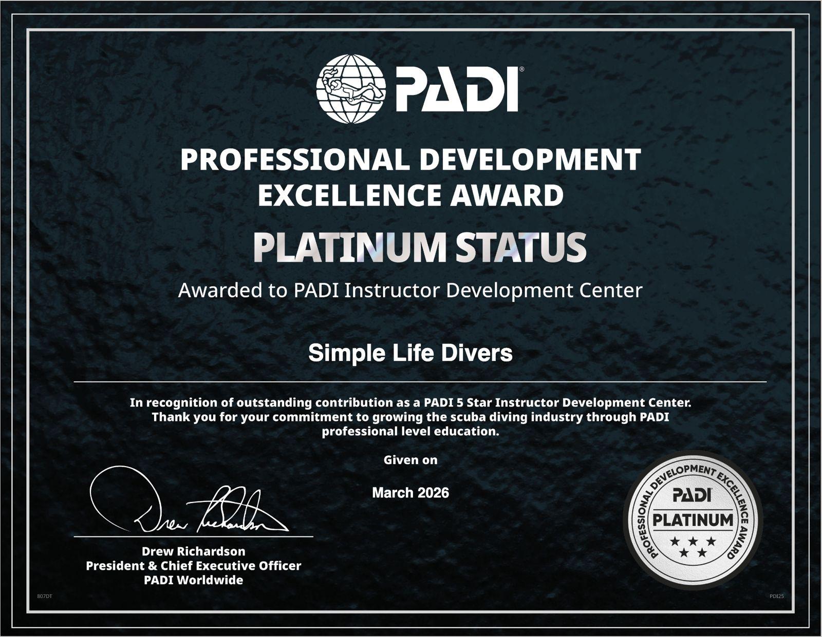 Padi Asia Pacific Award – Simple Life Divers Koh Tao Thailand