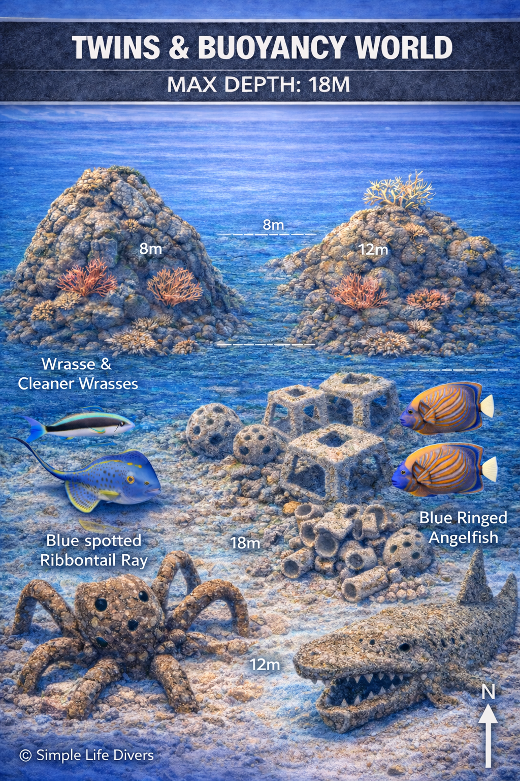 Twins & Buoyancy World dive site near Koh Tao